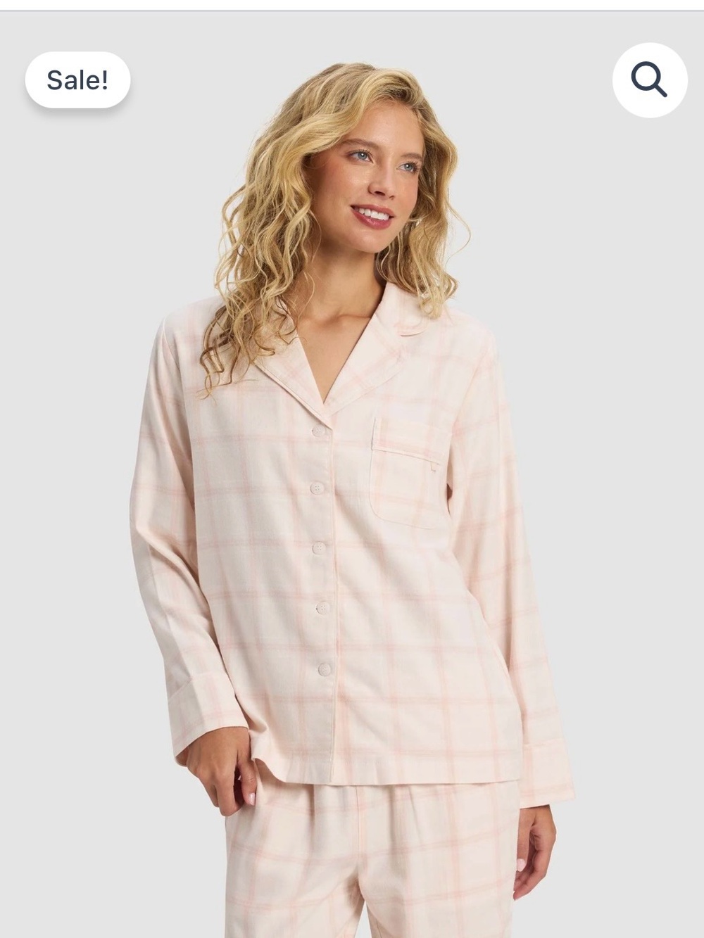 Soft Pink Plaid Women's Pajama Jacket - Relaxed Sleepwear